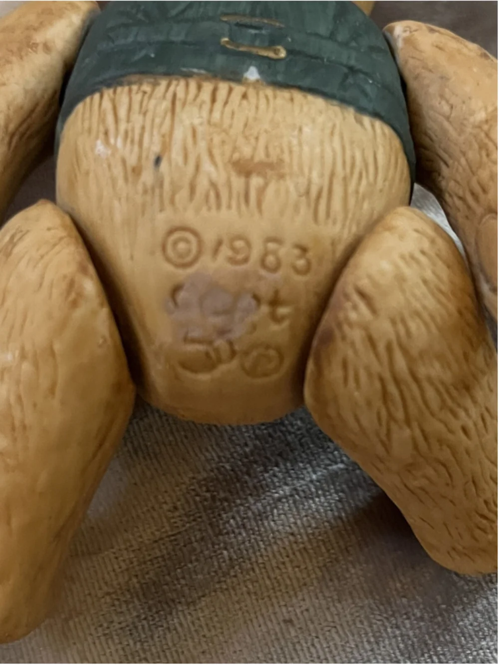 1983 Dept 56 Bisque Porcelain Teddy Bear Figurine Ornament String Jointed GREAT